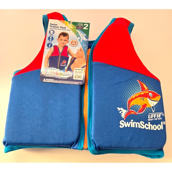 Swim School Swimming Vest Trainer Level 2 4-6 years old up to 50 lbs with UPF 50 - Picture 1 of 5